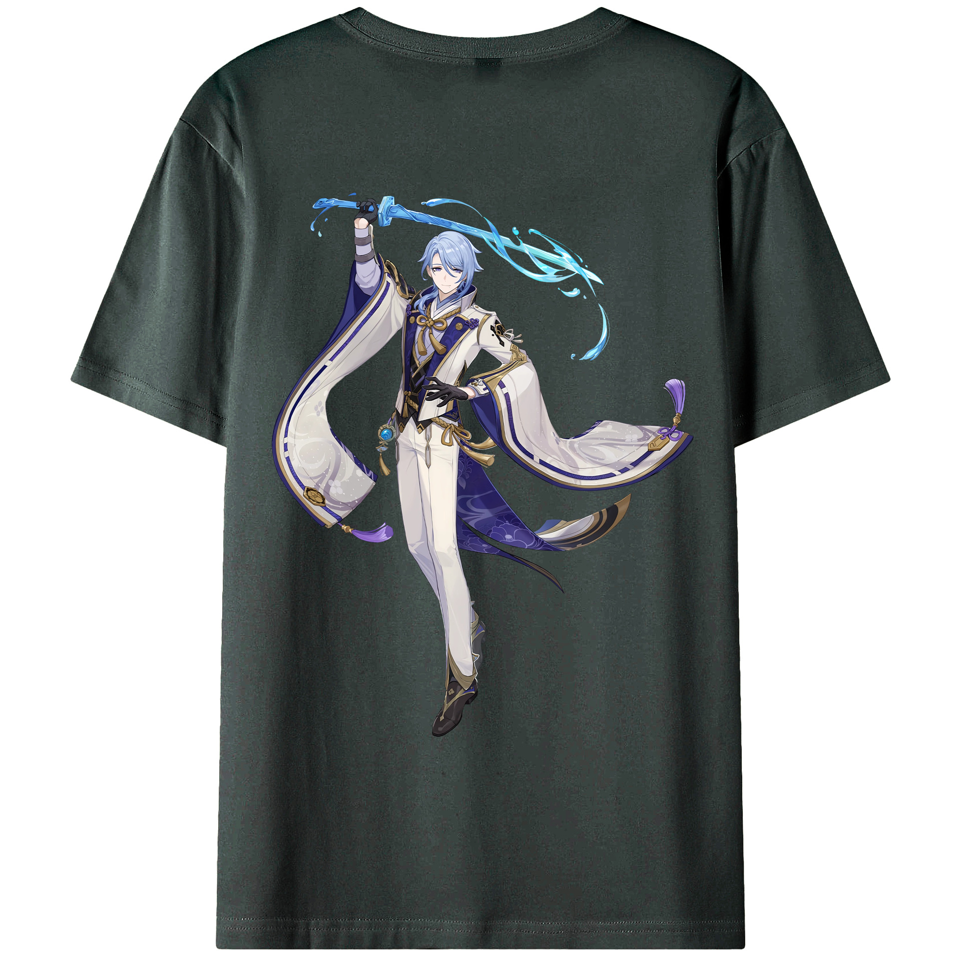 げんし神 神里綾人 かみさとあやと genshin Kamisato Ayato 綿100％ メンズ半袖Tシャツ（バックプリント） 通気性